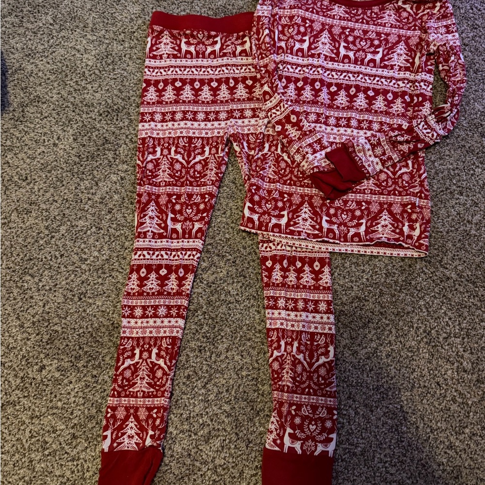 Little sleepies reindeer cheer Cozy Red Kids Pajamas - Picture 4 of 4